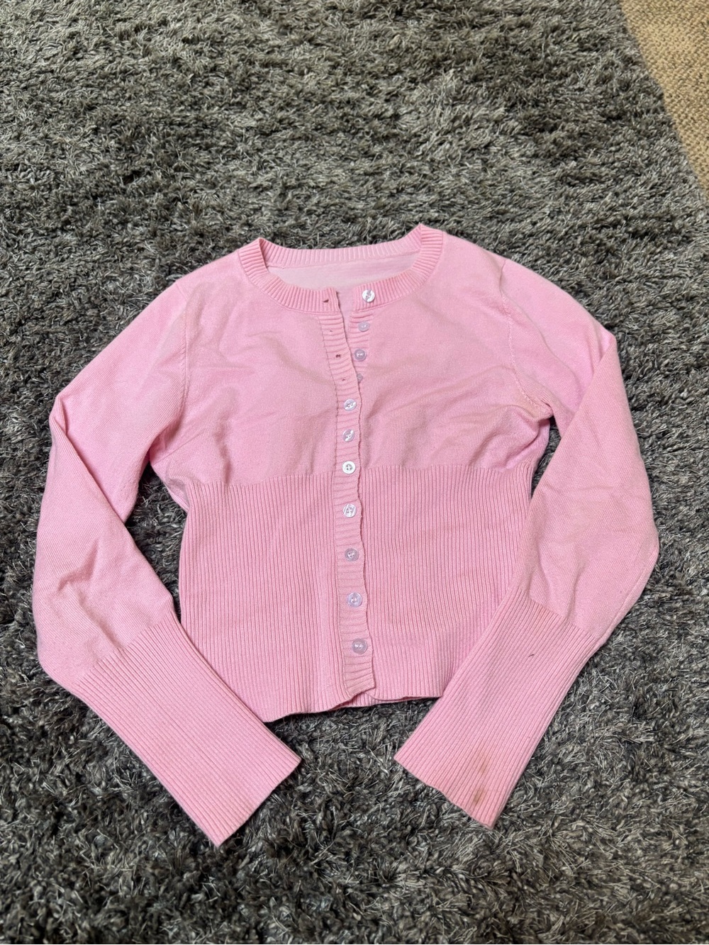 Amazon Pink Long-Sleeve Button-Front Knit Cardigan